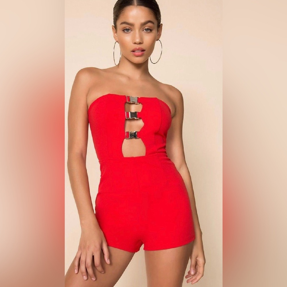 Red superdown romper